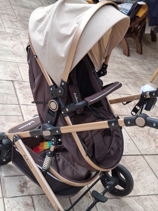 Carucior 2 in 1 maro cu crem