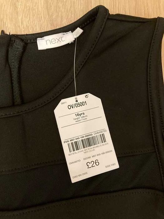 Черна рокля next, 16г., 168 см., S, нова