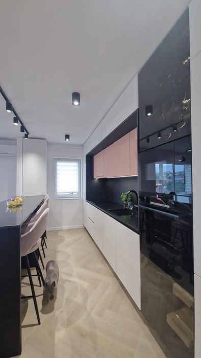 Scaun de bar catifea roz easy clean pet friendly picioare metalice