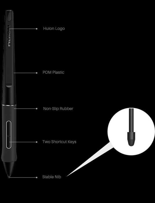 Stilou HUION PW517 PenTech3.0 fără baterie +5 capete suave și standard