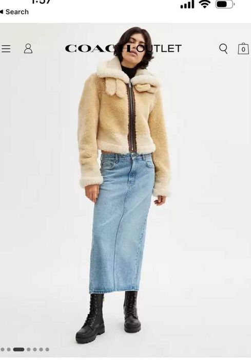 дълга дънкова пола COACH Long Denim Skirt