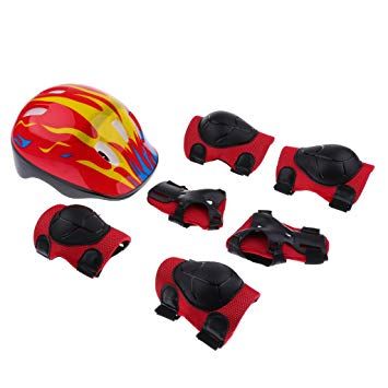 Комплект 7 части - каска, наколенки и налакътници - детски протектори