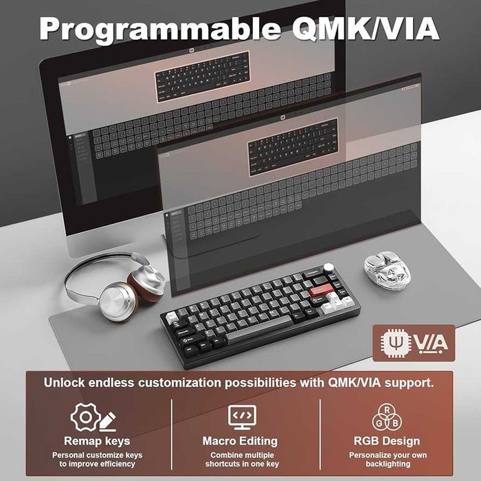 Чисто нова, запечатана YUNZII AL68 – Алуминиева Механична Клавиатура..