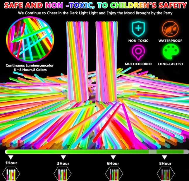 Парти комплект неонови пръчки MULEVIP Glow Party, 347 части