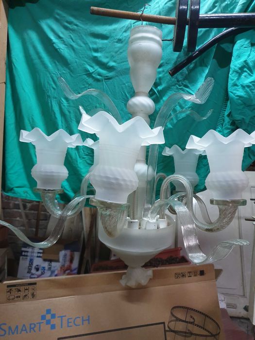 Vand lampa - lustra 5 brate din sticla replica venetiana