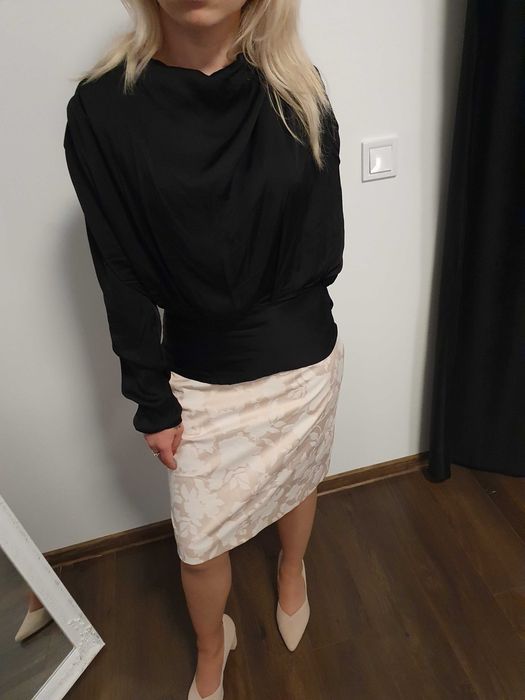 Reserved bluză cu luciu satinat, negru, mărime 34 / XS, NOU