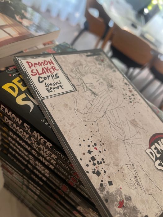 Manga books Demon Slayer, BlueLock, One Punch Man, DragonBall and Moriaty