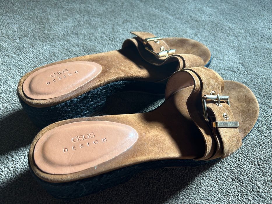 Saboti slides asos suede cu curea