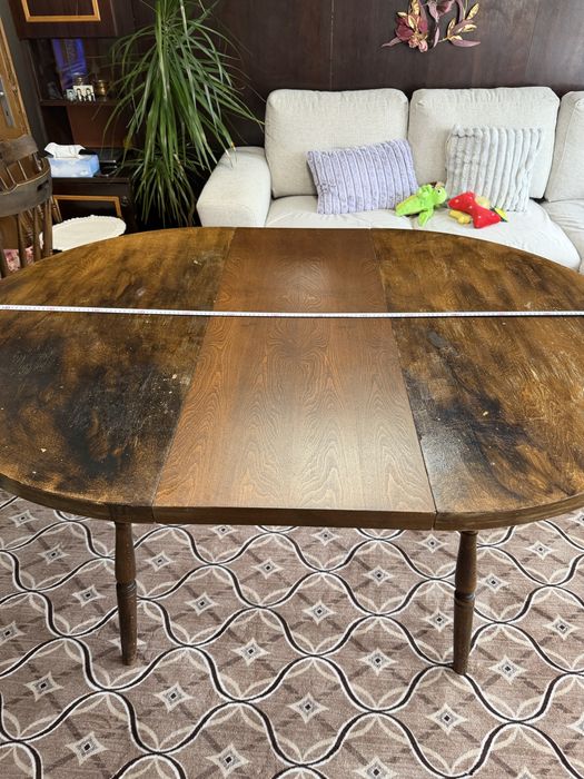 Трапезна масивна маса ф110 + 4 бр. столове