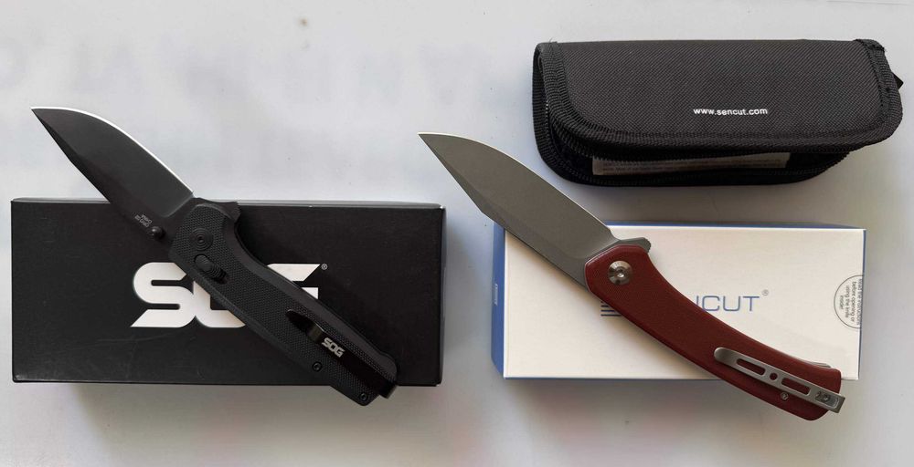 сгъваеми ножове SOG Terminus XR Black и SENCUT Snap Burgundy