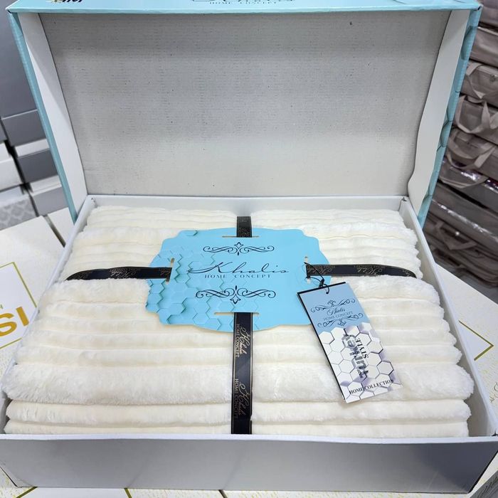 Плед гофра 2 спалка в подарочной коробке+сумке