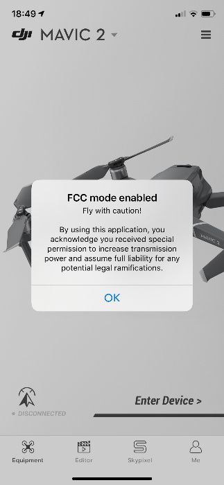 Mavic air deals fcc mode ios