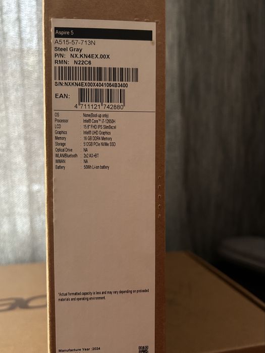 Laptop Acer Aspire 5, i7 12650H 16GB RAM, 512 SSD, Windows 11