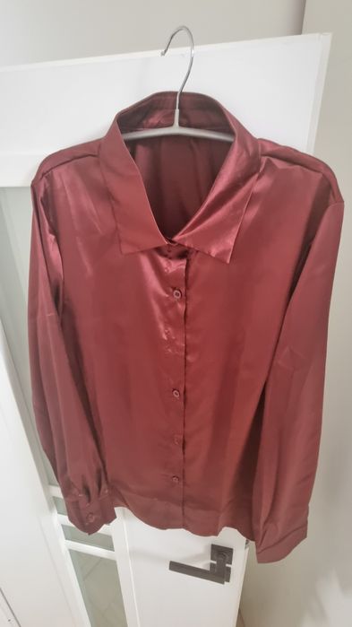 Nou camasa satin rosu bordo xl