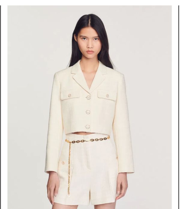 Къси панталони туид с висока талия Sandro