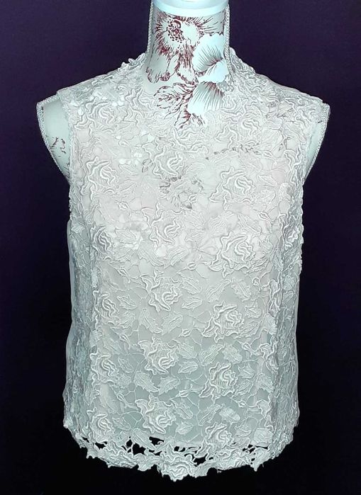 Bluza fara maneci, dama, elegant, ocazie, dantela roz pudrat
