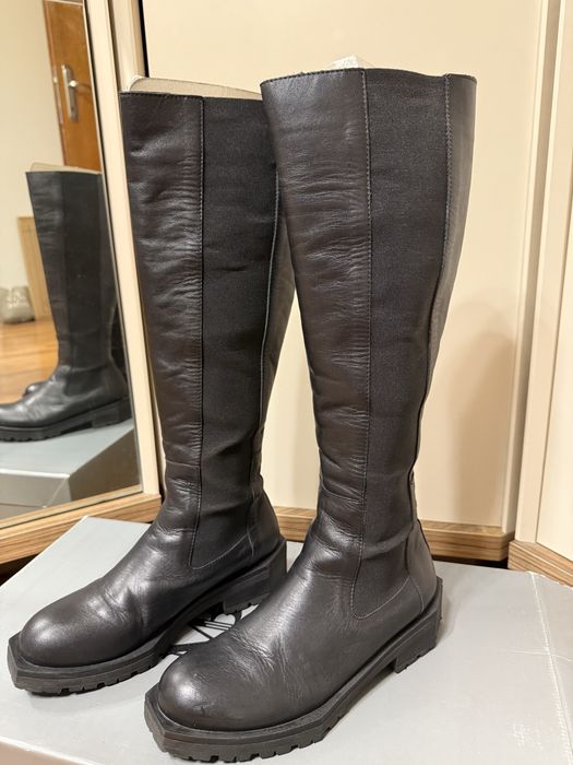 Дамски ежедневни тренд ботуши от черна естествена кожа