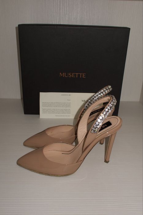 Pantofi MUSETTE din piele lacuită - culoare nude/ beige - marime 36