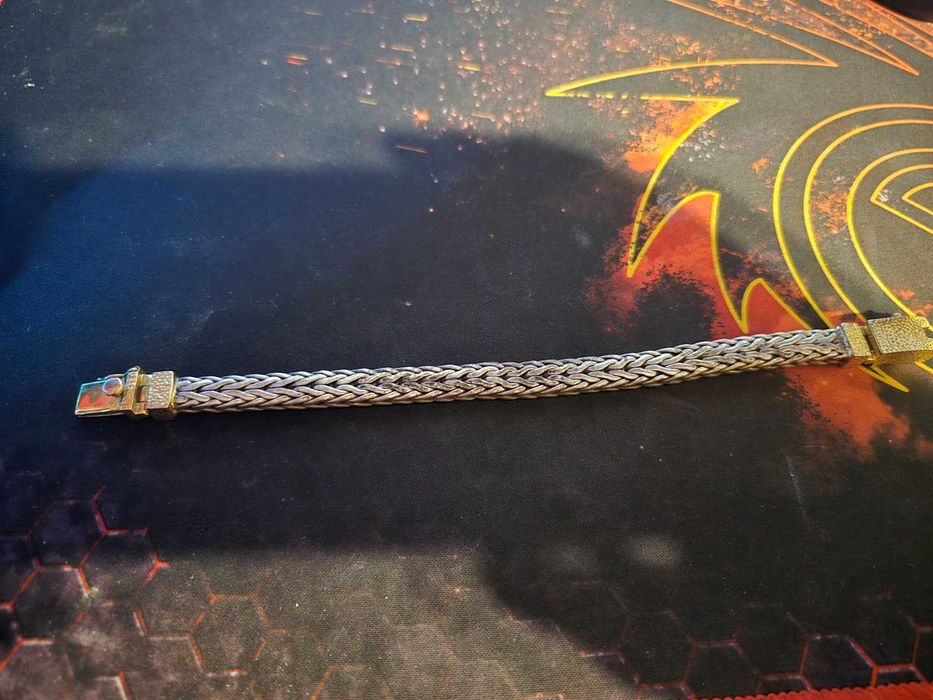 Vând brățară originală KHAM Bangkok, împletită manual, din argint 925 placat cu aur de 18K