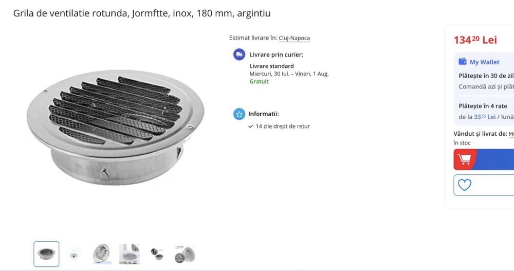 Grila ventilatie 180mm - 2 bucati