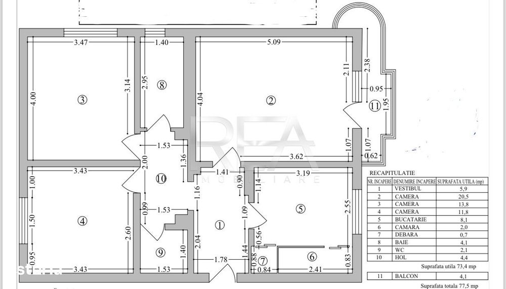 3 Camere- Etaj 7/8- Decomandat-77,5MP- Calea 13 Septembrie/Prosper Mal