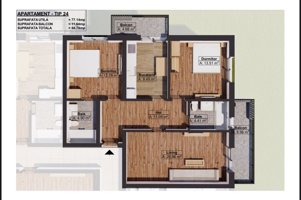 Vând Apartament 3 Cam Strada Trifoiuliu Dobroesti Fundeni Colentina