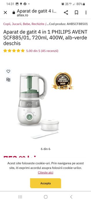 Aparat de gatit cu abur si blender 4in1 Philips utilizat 1 an de zile