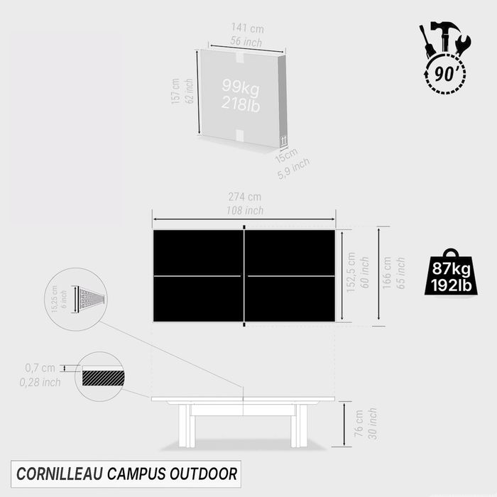 Masă De Ping Pong Pentru Exterior 510 - produs resigilat Decathlon