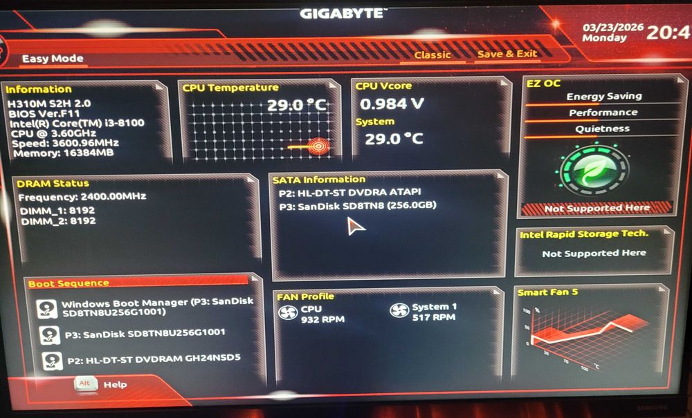 PC Gaming Intel I3 8100 3,60GHz 16Gb DDR4 256Gb M2SSD GTX 1060 6Gb