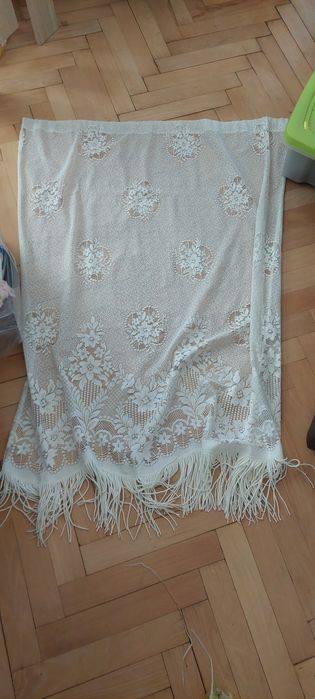 Set 2 perdele scurte din dantelă / macrame pentru bucătărie sau geam mic