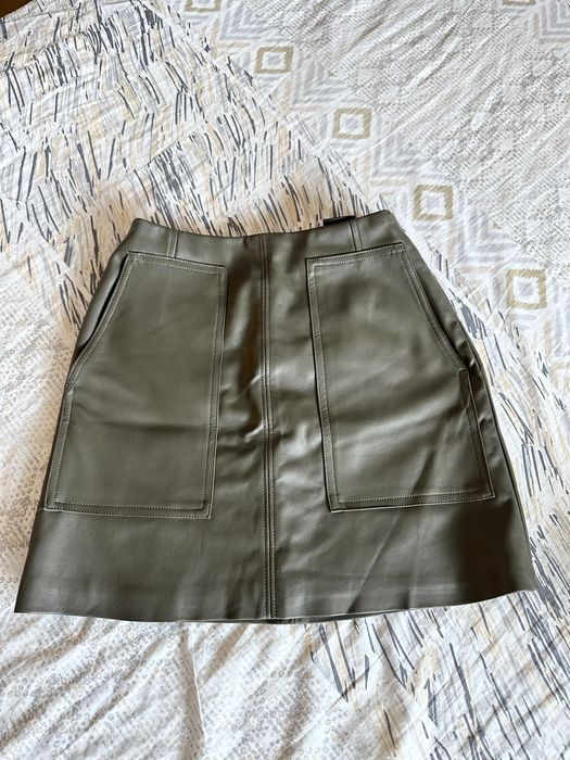 Кожена пола H&M в зелен цвят