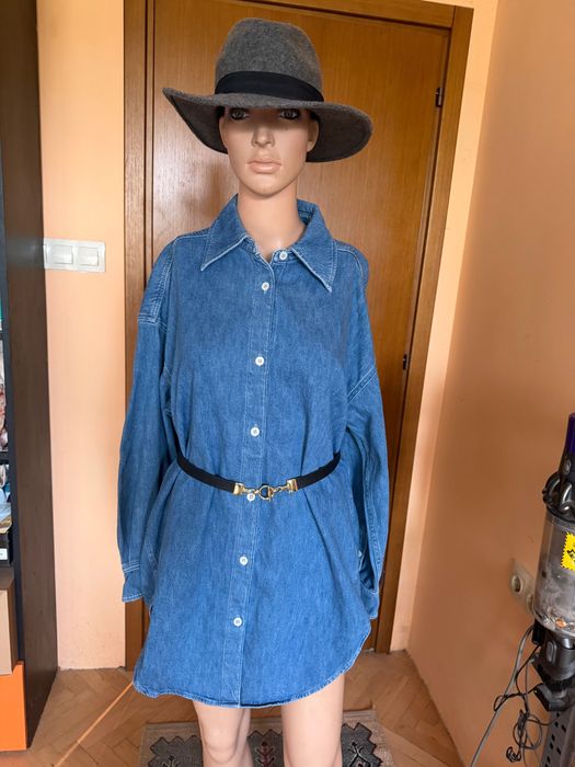 Дънкова зимна риза Arket, oversize модел