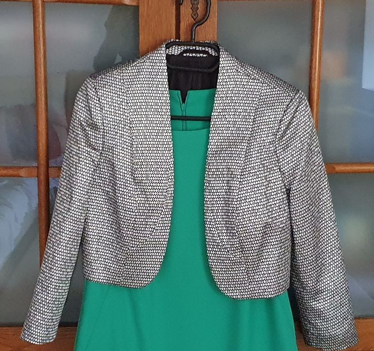 Bolero lucios de ocazie cu mânecă trei sferturi