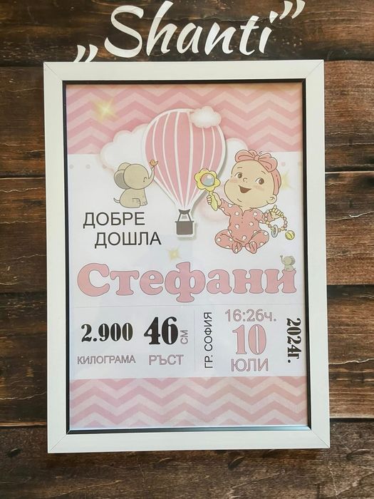 Бебешка визитка в рамка