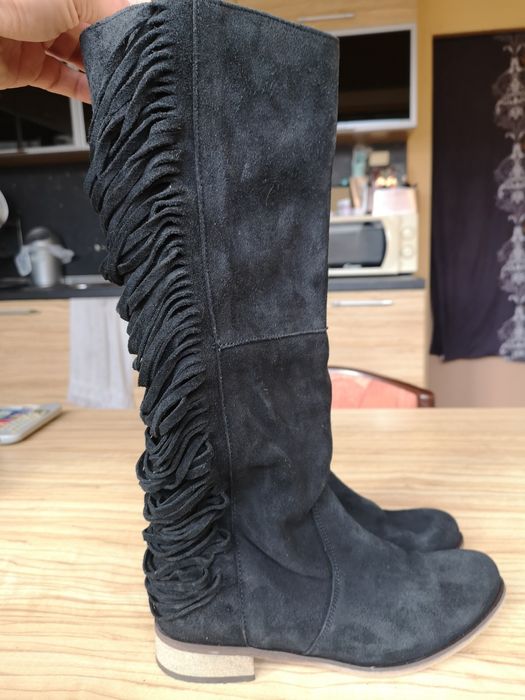 Дамски ботуши KARINO, 37-38 номер, естествена кожа, велур, лицева