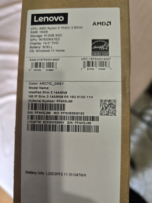 Laptop Lenovo IdeeaPad Slim 3 14",Ryzen 5, 16Gb, 512Gb NOU