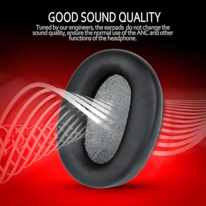 Set 2 bureti pentru casti Sony WH-CH720N, WH-CH710N, WH-CH700N, Over-Ear - Negru - Spuma cu memorie - Piele ecologica