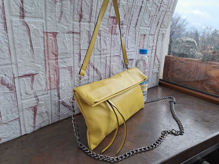 дамска чанта,Gianni Chiarini,жълта малка чантичка-естествена кожа