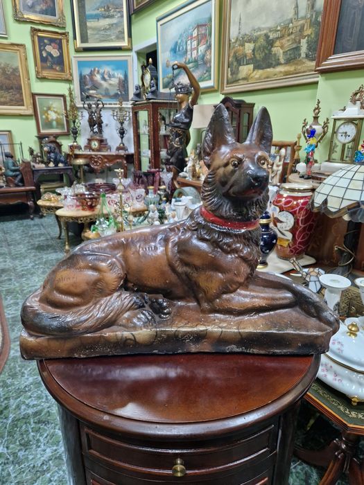 Страхотна антикварна немска керамична фигура статуетка