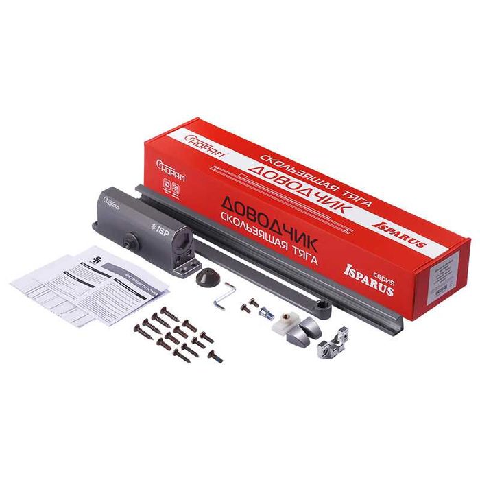Доводчик со скользящей тягой 440 Slider ISPARUS от 70 до 130 кг Графит