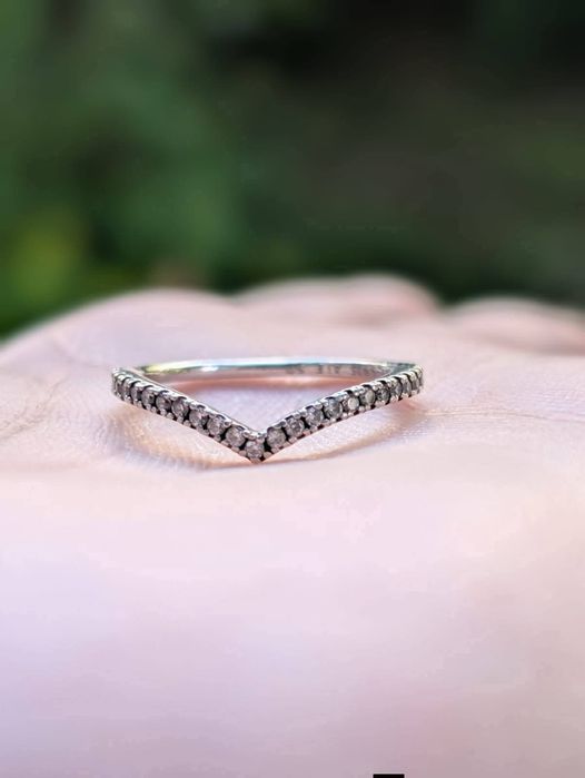 Vechi inel din argint de 925, ALE, Pandora Sparkling Wishbone, cu pietre zirconiu cubic, model 196316CZ