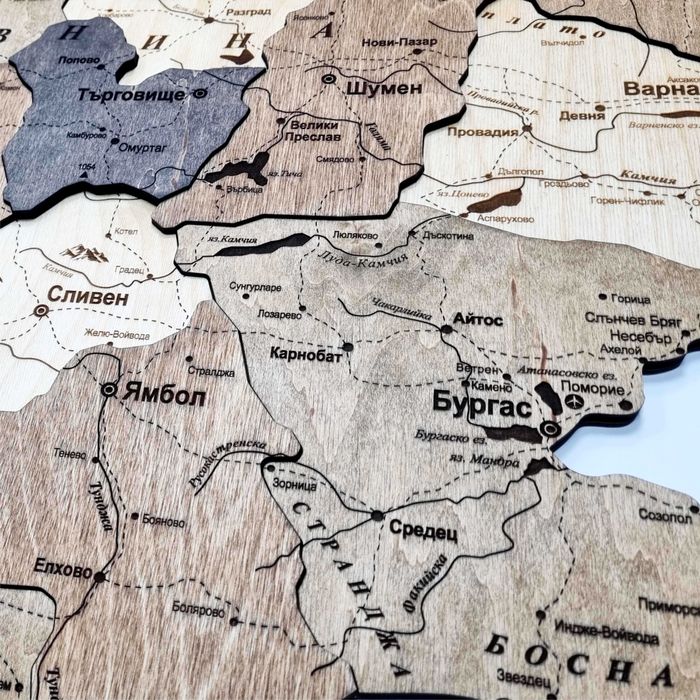 Дървена 3D карта на България – уникален декор за вашия дом или офис
