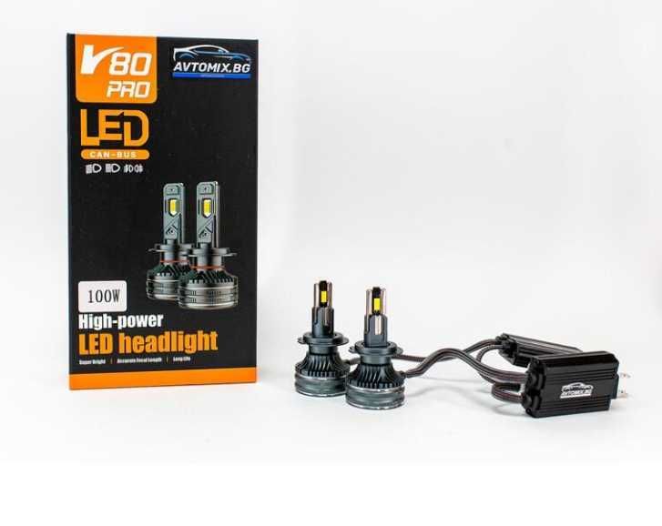 LED Крушки H7 100w 10000LM,12-24v canbus 1 ГОДИНА ГАРАНЦИЯ