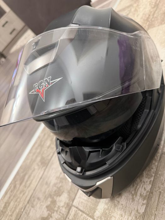 Set echipament moto: Cască rabatabilă FGN + Mănusi piele Furygan + Cagulă + Guler fular