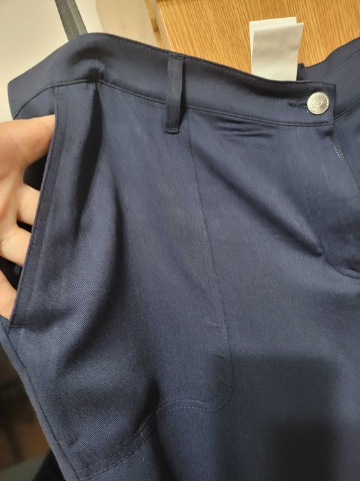 Pantaloni bleumarin trei sferturi, din vascoza, marimea XL, noi