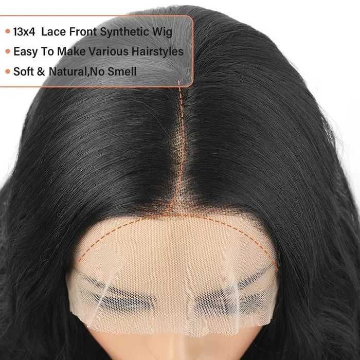 Черна дантелена синтетична перука 70 см – Lace Front 13x4