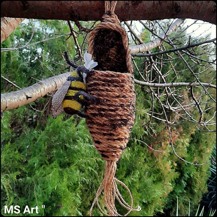 Градинска декорация от конопено въже. Ръчна изработка.