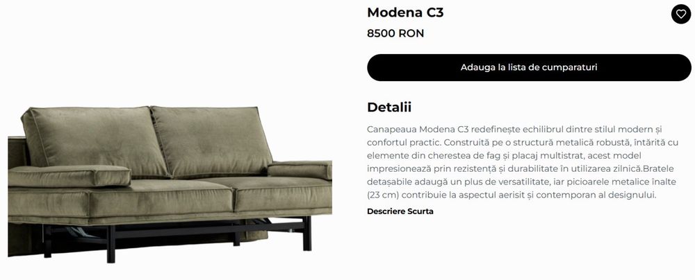 Canapea Euromobila Modena C3 (extensibilă)