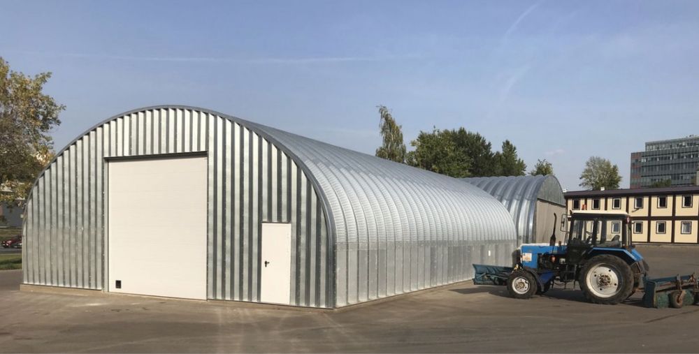 Арочный бескаркасный ангар с монтажем