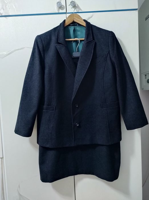 Costum dama taior set Sacou fusta Lana XL XXL  Vintage